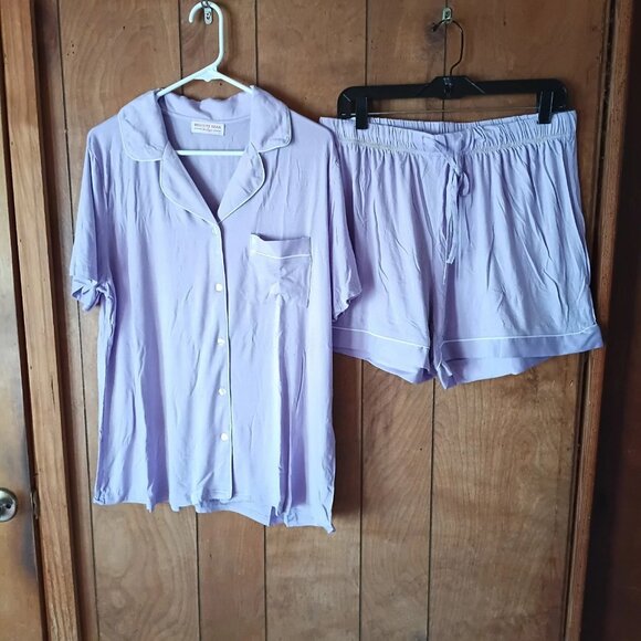 Discount Divas Womens Lavender Pj Pajama Set Shorts Top Size XL NWT - Picture 2 of 4